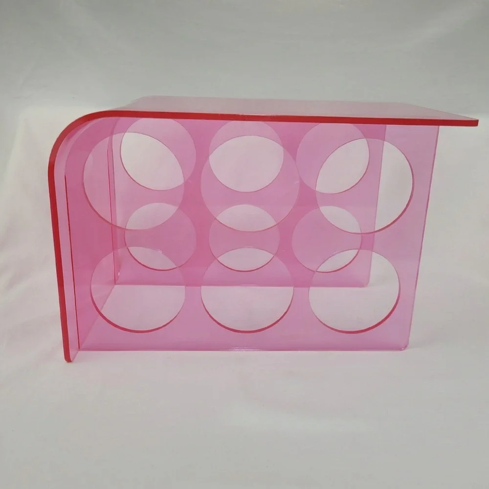 Prodyne Illusions Pink Acrylic 6 Bottle Wine Rack Modern Countertop Storage